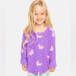 Purple Chaser Unicorn Long Sleeve Curved Hem Sweatshirt